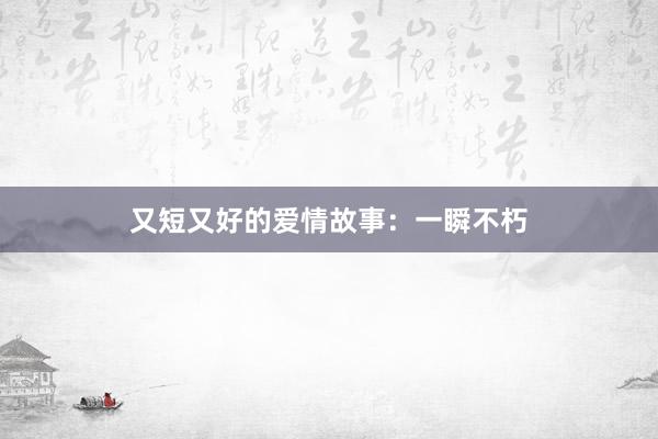 又短又好的爱情故事:一瞬不朽